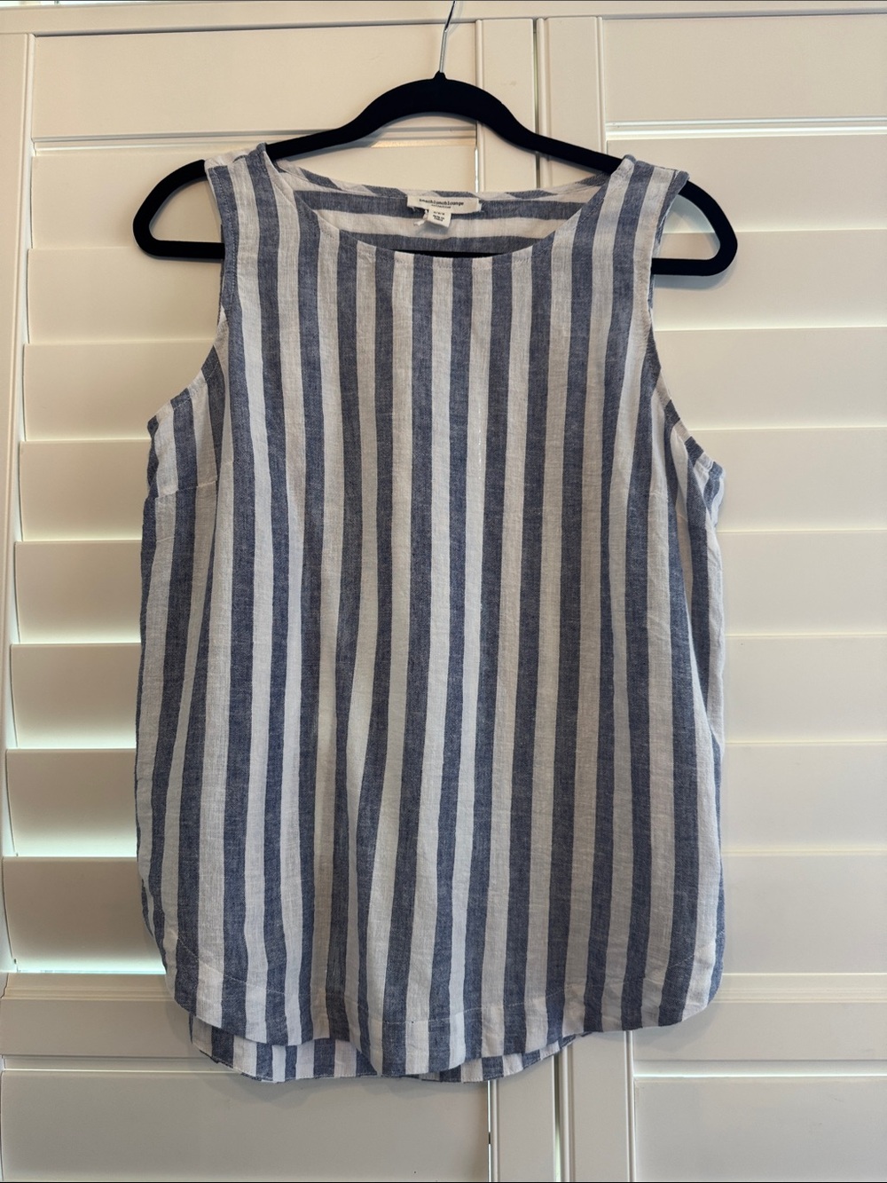 beachlunchlounge Blue and White Vertical Stripe Tank Top